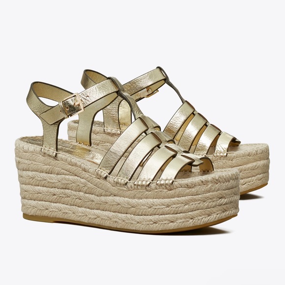 Bamboo Strappy Lug Sole Fisherman Espadrille Platform Wedge